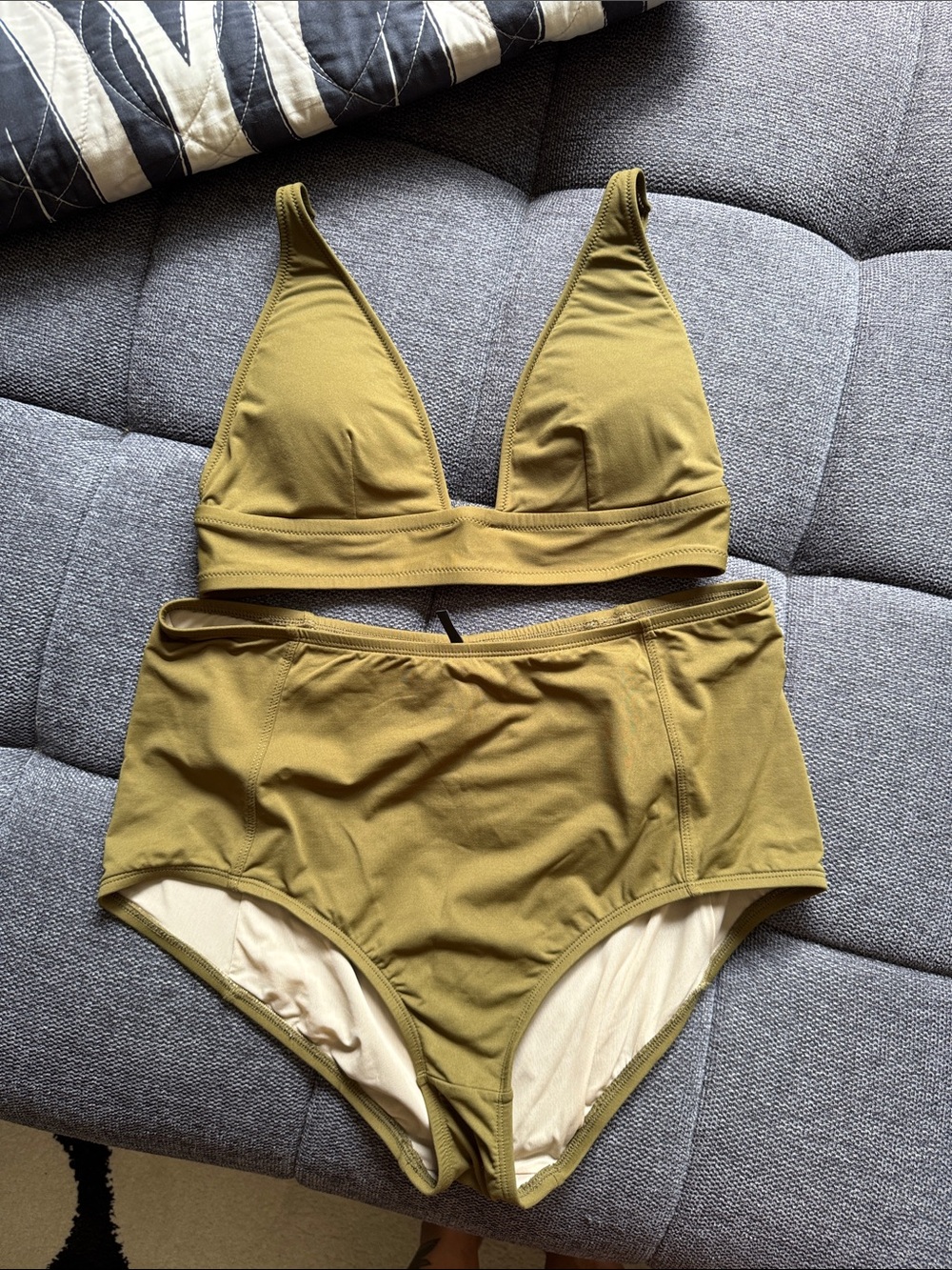 J. Crew Olive Green High-Waist Triangle Bikini Set szS-M
